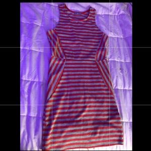 pink and grey striped dress